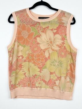 Joseph Chaus Sleeveless Floral Tank Top And Skirt Set-SILK